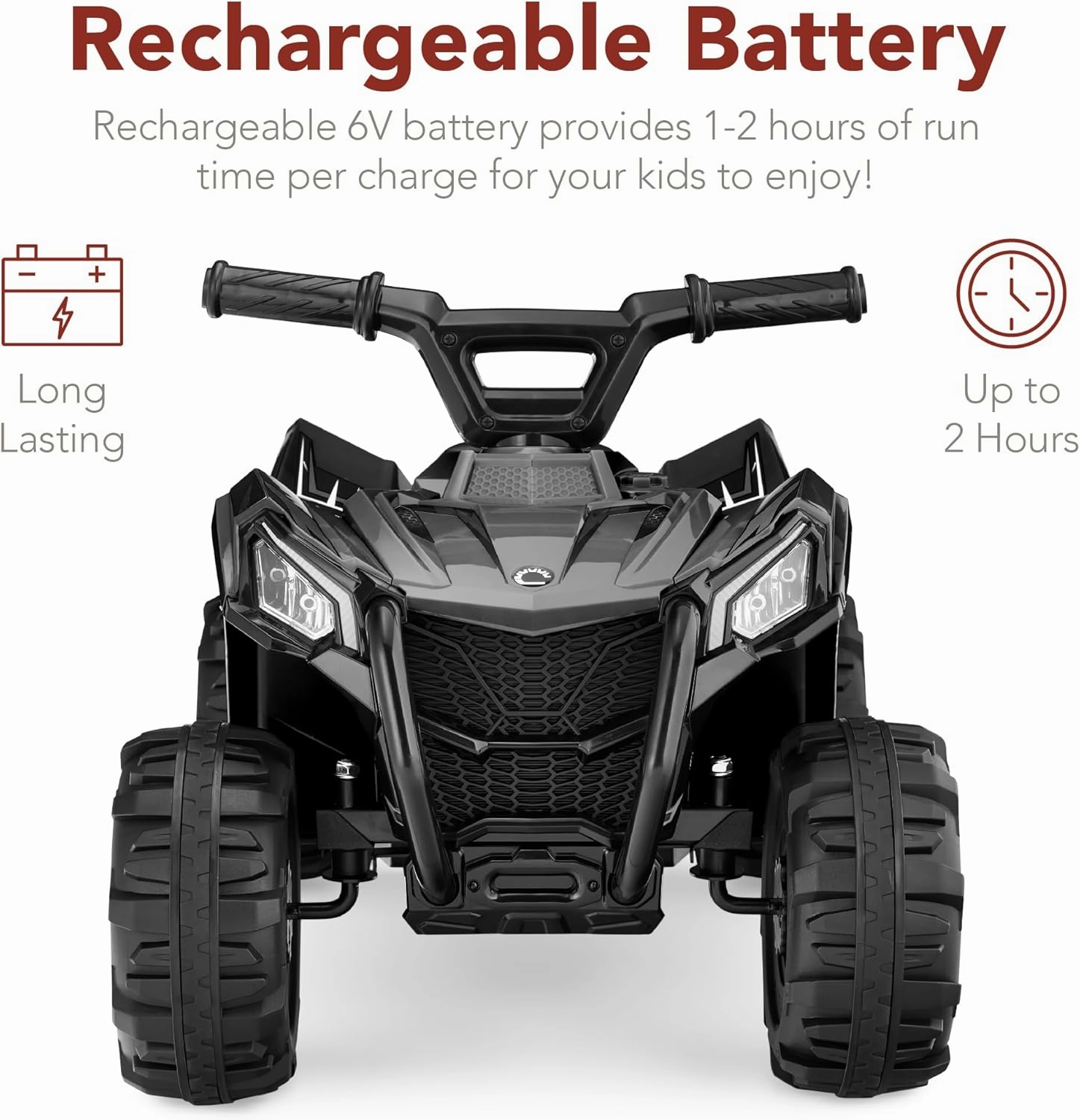Best Choice Products 6V Kids Ride On Toy, 4-Wheeler Quad ATV Play Car w/ 1.8MPH Max Speed, Treaded Tires, Rubber Handles, Push-Button Accelerator - Black