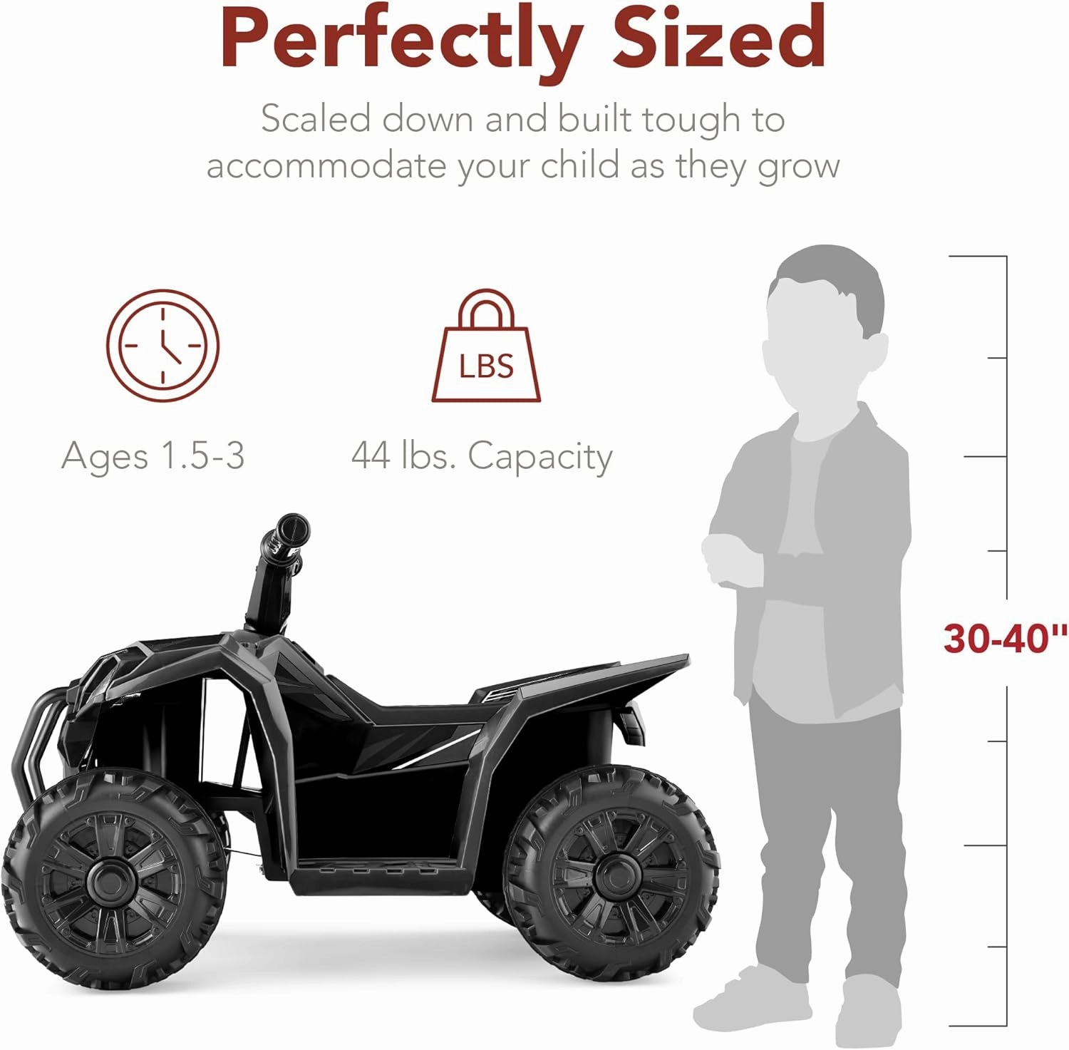Best Choice Products 6V Kids Ride On Toy, 4-Wheeler Quad ATV Play Car w/ 1.8MPH Max Speed, Treaded Tires, Rubber Handles, Push-Button Accelerator - Black