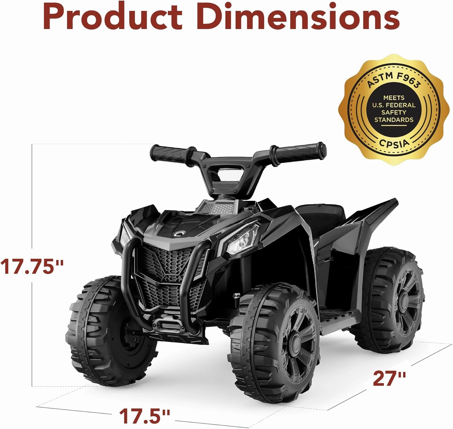 Best Choice Products 6V Kids Ride On Toy, 4-Wheeler Quad ATV Play Car w/ 1.8MPH Max Speed, Treaded Tires, Rubber Handles, Push-Button Accelerator - Black
