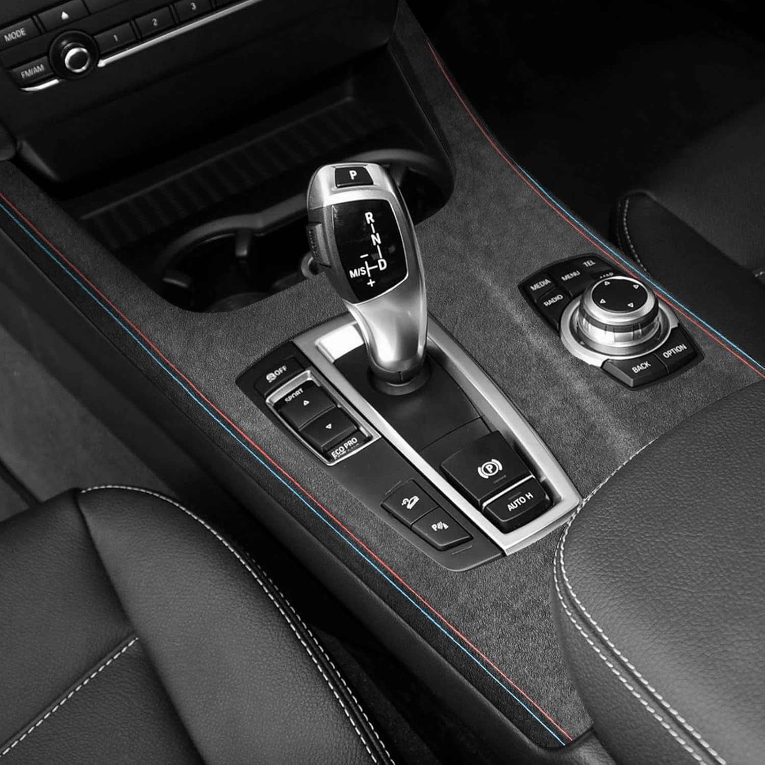 BETTERHUMZ Car Gear Shifter Panel Cover Sticker Compatible with BMW F25 X3 F26 X4 Series 2011-2017 for Alcantara Suede Center Console Trim Interior Decor Accessories