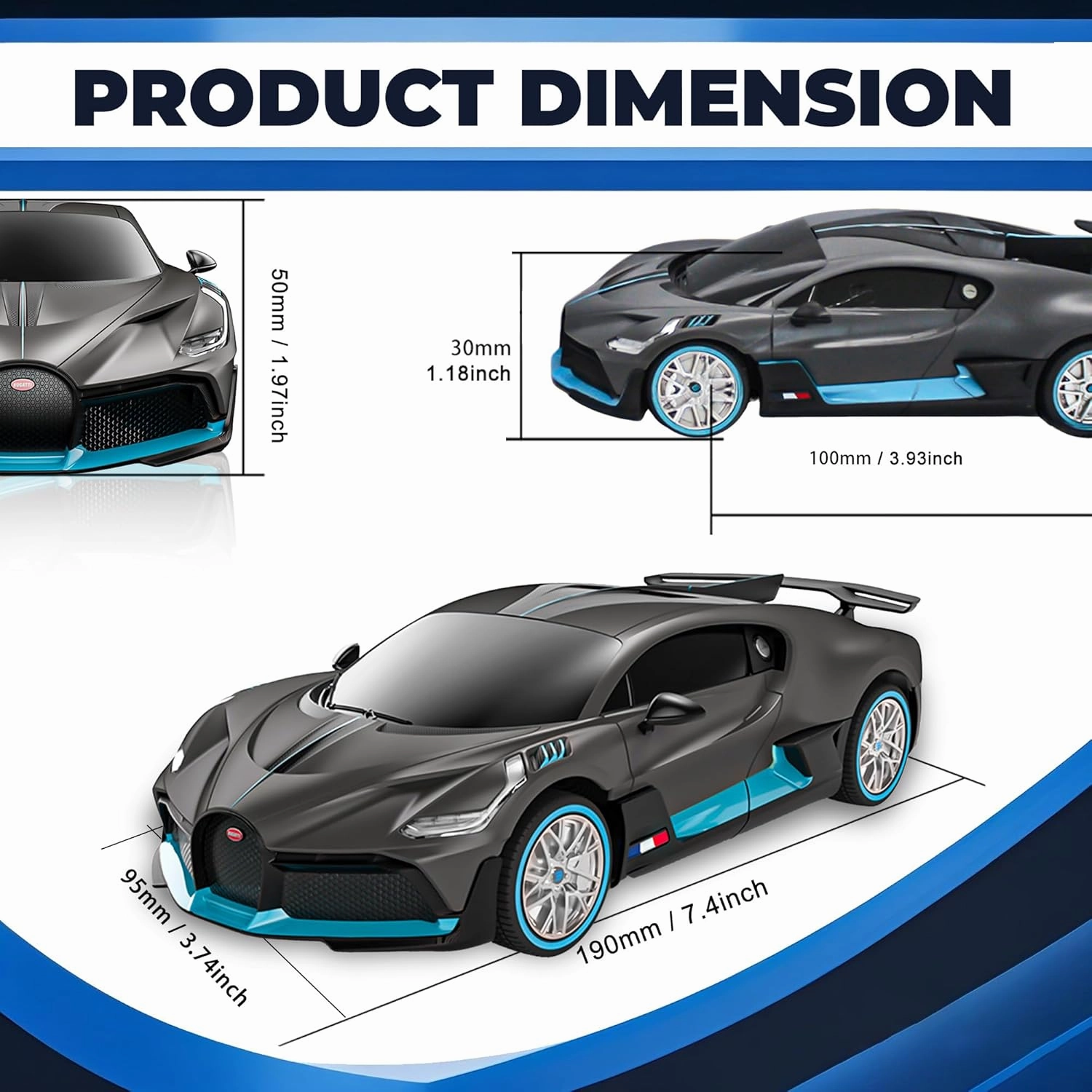 BEZGAR Bugatti Remote Control Car for Boys- 1:24 Officially Licensed Bugatti RC Cars, Electric Sport Racing Hobby Bugatti Toy Car Model Vehicle for Boys, Girls and Adults