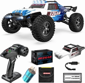 BEZGAR HM124 Brushless RC Car - 1:12 Scale 52 KM/H High Speed RC Truck, 4x4 Offroad Waterproof for All Terrains, Hobby Grade Remote Control Truck for Adults and Kids Boys with Rechargeable Battery