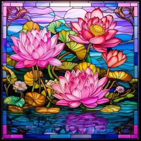 Bgraamiens Puzzle- Stained Glass Flower Puzzles for Adults 1000 Pieces, Art Puzzles，Impossible Hard Challenging Puzzles for Adults, Colorful Stained Glass Jigsaw Puzzle(Floral Blossom)