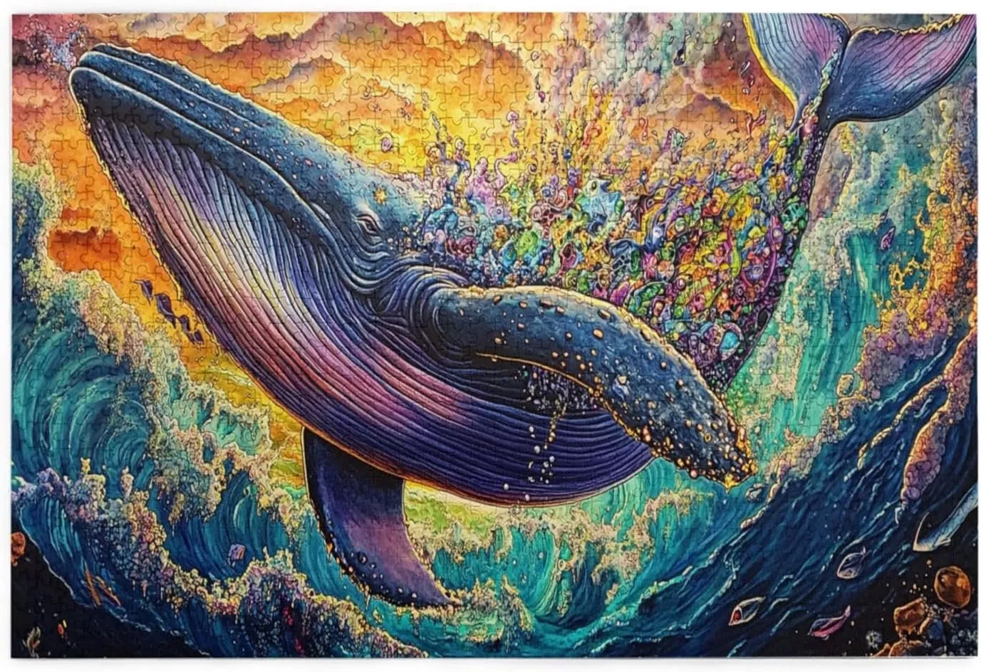 Big Fish with Colorful Barnacles，1000 Pcs Wooden Jigsaw Puzzles for Adults, Let Your Imagination Run Wild，Challenge to Yourself，Party Events to Bring People Closer Together