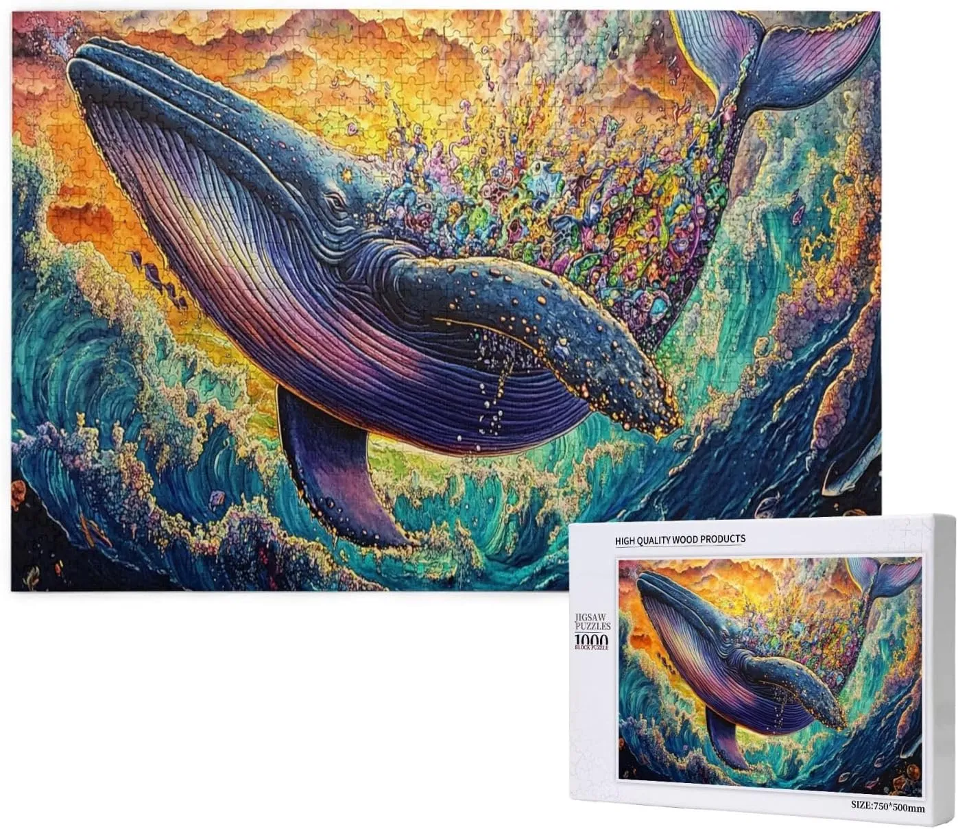Big Fish with Colorful Barnacles，1000 Pcs Wooden Jigsaw Puzzles for Adults, Let Your Imagination Run Wild，Challenge to Yourself，Party Events to Bring People Closer Together