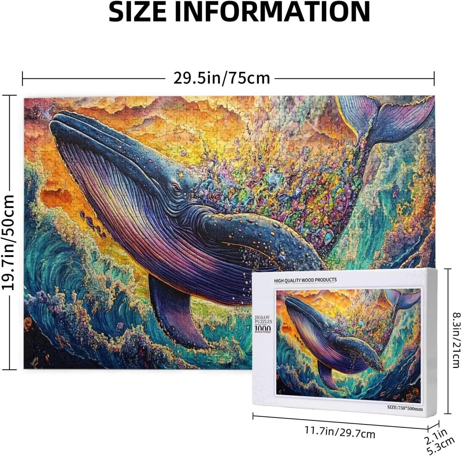 Big Fish with Colorful Barnacles，1000 Pcs Wooden Jigsaw Puzzles for Adults, Let Your Imagination Run Wild，Challenge to Yourself，Party Events to Bring People Closer Together
