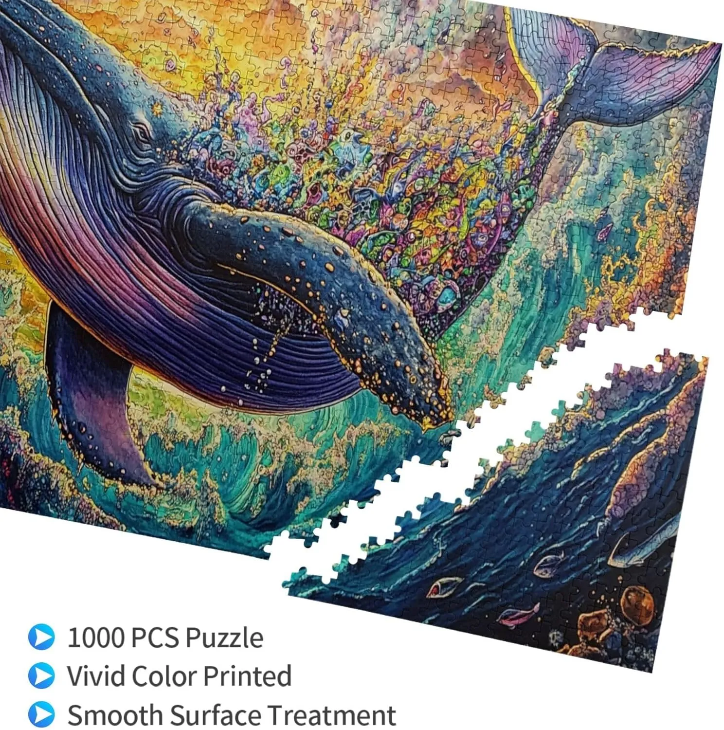 Big Fish with Colorful Barnacles，1000 Pcs Wooden Jigsaw Puzzles for Adults, Let Your Imagination Run Wild，Challenge to Yourself，Party Events to Bring People Closer Together