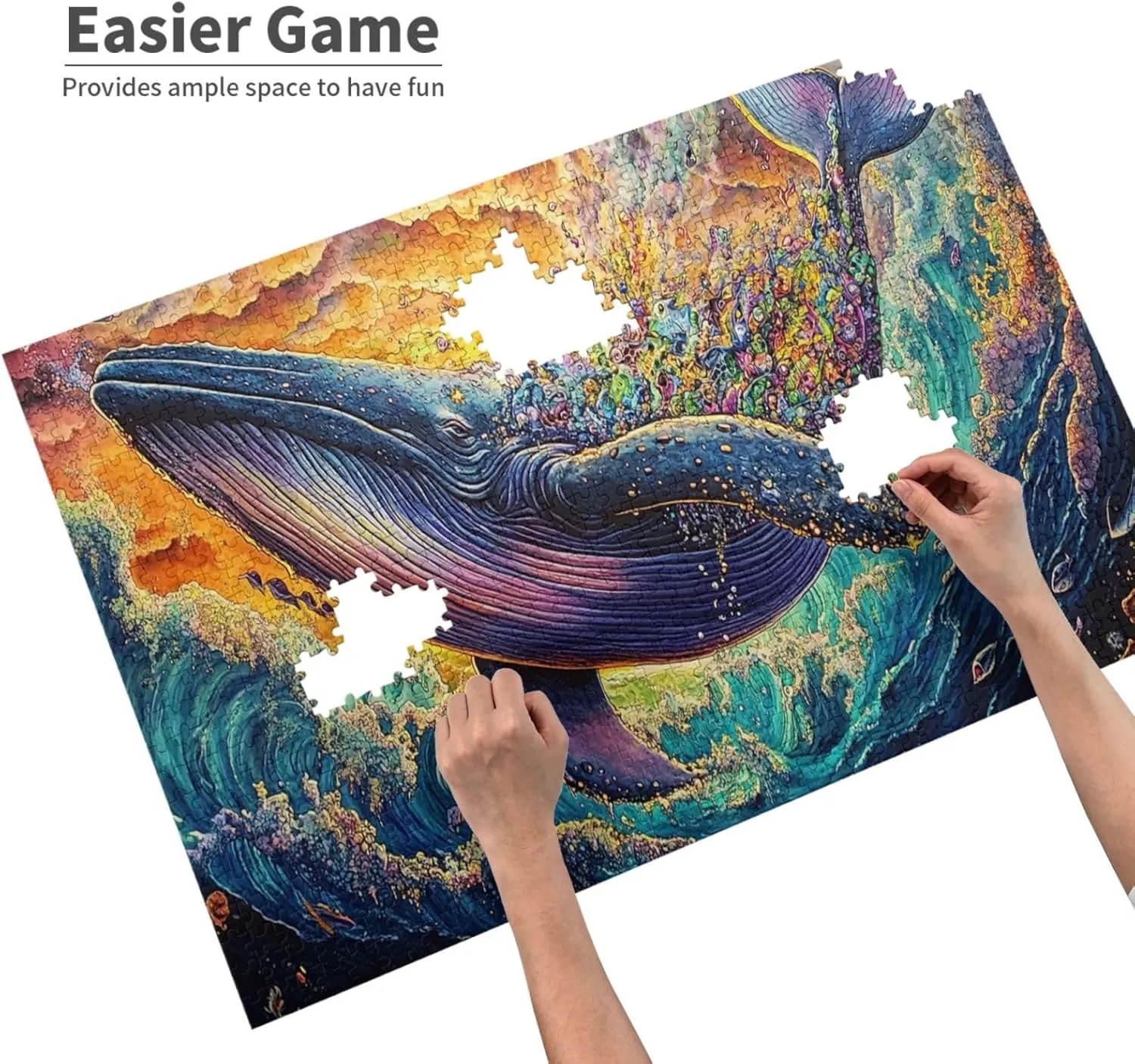 Big Fish with Colorful Barnacles，1000 Pcs Wooden Jigsaw Puzzles for Adults, Let Your Imagination Run Wild，Challenge to Yourself，Party Events to Bring People Closer Together