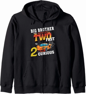 Big Brother Of The Two Years Old Birthday Boy Racing Car Zip Hoodie