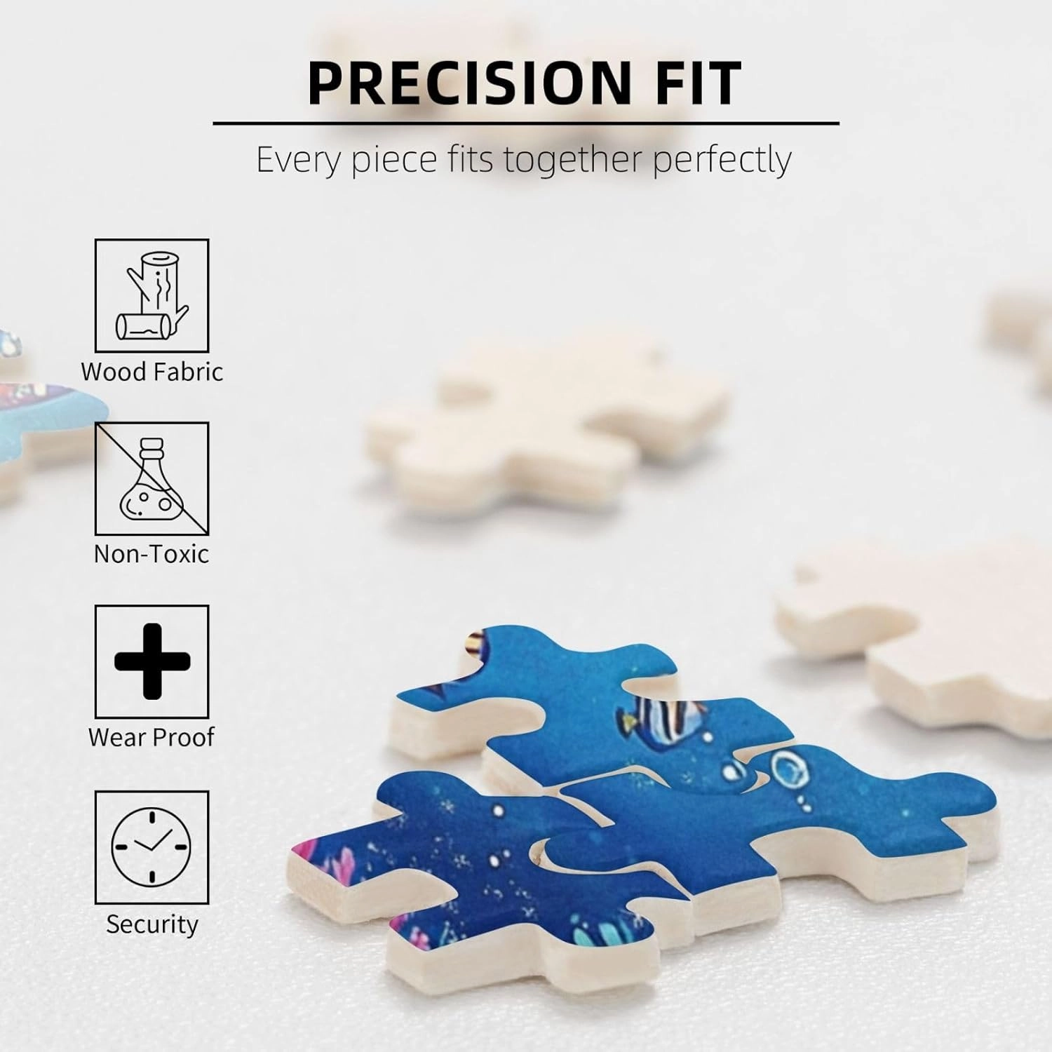 Big Fish Swimming Through The Ocean, 1000 Pcs Vibrant Adult Wooden Puzzles,Recreational Game That Exercises Brain Power, Patience and Hands-On Skills，Promote A Warmer Relationship