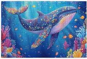 Big Fish Swimming Through The Ocean, 1000 Pcs Vibrant Adult Wooden Puzzles,Recreational Game That Exercises Brain Power, Patience and Hands-On Skills，Promote A Warmer Relationship