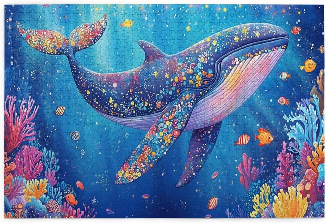 Big Fish Swimming Through The Ocean, 1000 Pcs Vibrant Adult Wooden Puzzles,Recreational Game That Exercises Brain Power, Patience and Hands-On Skills，Promote A Warmer Relationship