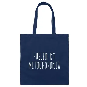 Biologist Gift Funny Biology Tote Bag Teacher Present Idea Science Geek Mitochondria Fueled Microbiologist Special Navy Black Multicolor Canvas Tote Bag