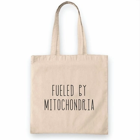Biologist Gift Funny Biology Tote Bag Teacher Present Idea Science Geek Mitochondria Fueled Microbiologist Special Natural White Multicolor Canvas Tote Bag