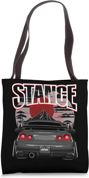 Black GT R 34 JDM Skyline Tuner Racing Stance Car Drift Tote Bag