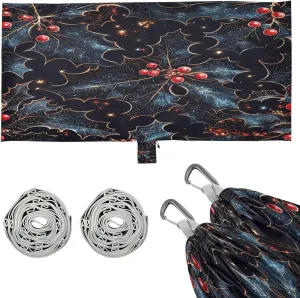 Black Holly Leaves and Red Berries Camping Hammock, 330 lbs with 2 Tree Straps, Carry Bag, Single Portable Hammock for Outdoor/Indoor, Hiking, Beach, Backpacking, Travel