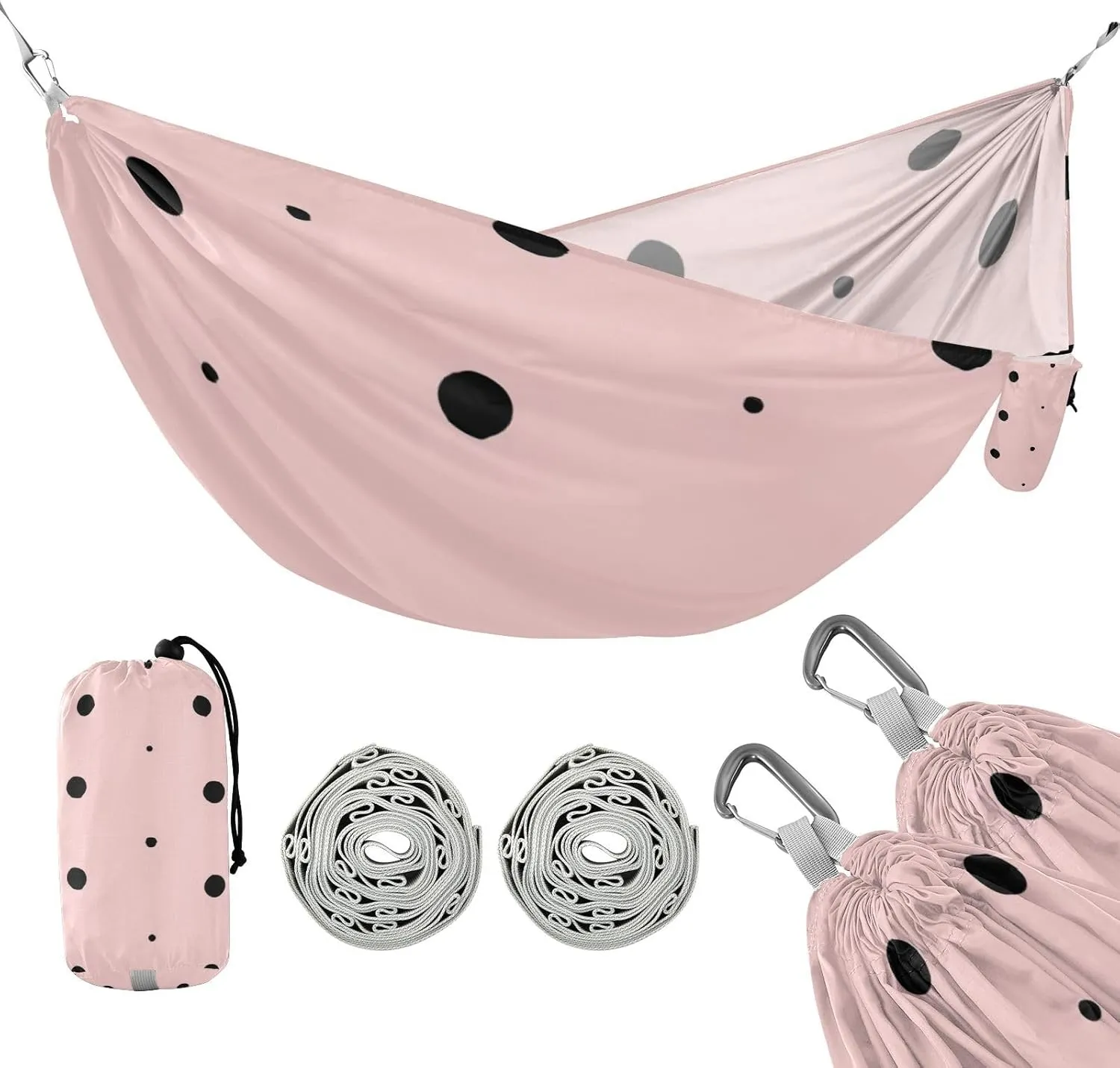 Black Irregular Dots 330lb Capacity Outdoor Hammocks with Tree Straps Cloth Hammock for Camping & Hiking Essential hamacas para adultos con soporte