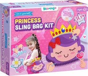 Bloomingo Art & Craft Kit - Princess Sling Bag: Fun Mess Free Arts & Craft Kit for Kids; Design Your Own Magical DIY Craft Bag; Birthday Gift for Girls & Boys Multicolor