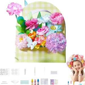 Bloomjoy Magic Petal Flower Art Kit, DIY Paper Flower Craft Kit, Paper Flowers Science Kit, Colored Art Flowers Creative Toys, Fun Crafts (Green)