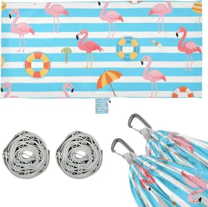 Blue White Striped Summer Flamingo Camping Hammocks Portable Hammock for Camping Travel Accessories