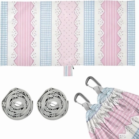 Blue and Pink Cute Lace Stripes Camping Hammocks with Portabl Carry Bag Swing Hammock for Outside Camping Essentials