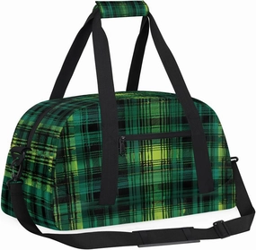 Blue Grid Kids Overnighter Duffel Bags for Boys, Carry-On Size Sports Gym Bag with Front Zipper Pocket for School Practice or Overnight Travel Weekender Sleepover Tote Bag