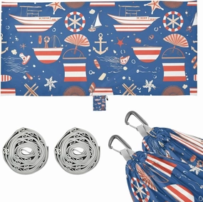 Blue Sea Ocean Stripe Outdoor Hammocks with Hanging Rope Portable Hammock for Indoor Outdoor Patio