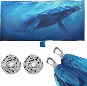 Blue Whale Camping Hammock, 330 lbs with 2 Tree Straps, Carry Bag, Single Portable Hammock for Outdoor/Indoor, Hiking, Beach, Backpacking, Travel