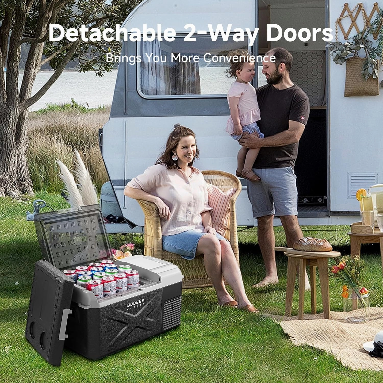 BODEGACOOLER 12 Volt Car Refrigerator, 18 Quart Portable Freezer, Car Fridge -4℉-68℉, Compressor Electric Cooler 12/24V DC100-240 Volt AC for Outdoor RV Camping Travel Vehicles Home Use, Black