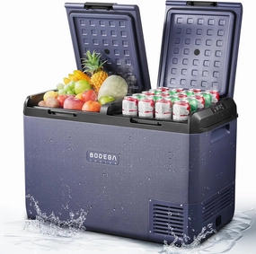 BODEGACOOLER 12 Volt Refrigerator, 100QT(95L) IPX4 Waterproof Electric Cooler, Car Fridge Dual Zone APP Control with 12/24V DC 110-240V AC, -4℉~68℉, Portable Freezer for Camping,Travel,RV,Road Trips