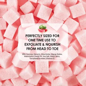 Body Scrub Exfoliator - 12oz WATERMELON Sugar scrub cubes w/Mango Butter & Shea butter, Body Scrub Exfoliator - 12oz COCONUT Sugar scrub cubes, Natural & Organic for all body exfoliation