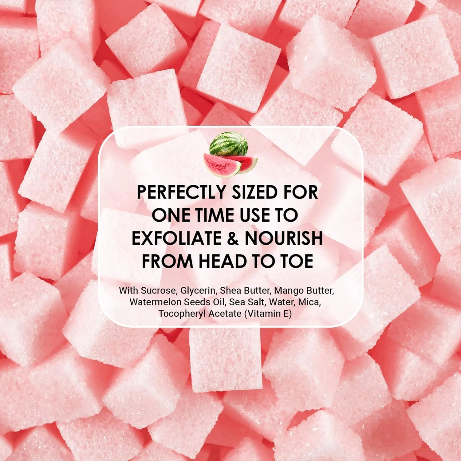 Body Scrub Exfoliator - 12oz WATERMELON Sugar scrub cubes w/Mango Butter & Shea butter, Body Scrub Exfoliator - 12oz COCONUT Sugar scrub cubes, Natural & Organic for all body exfoliation