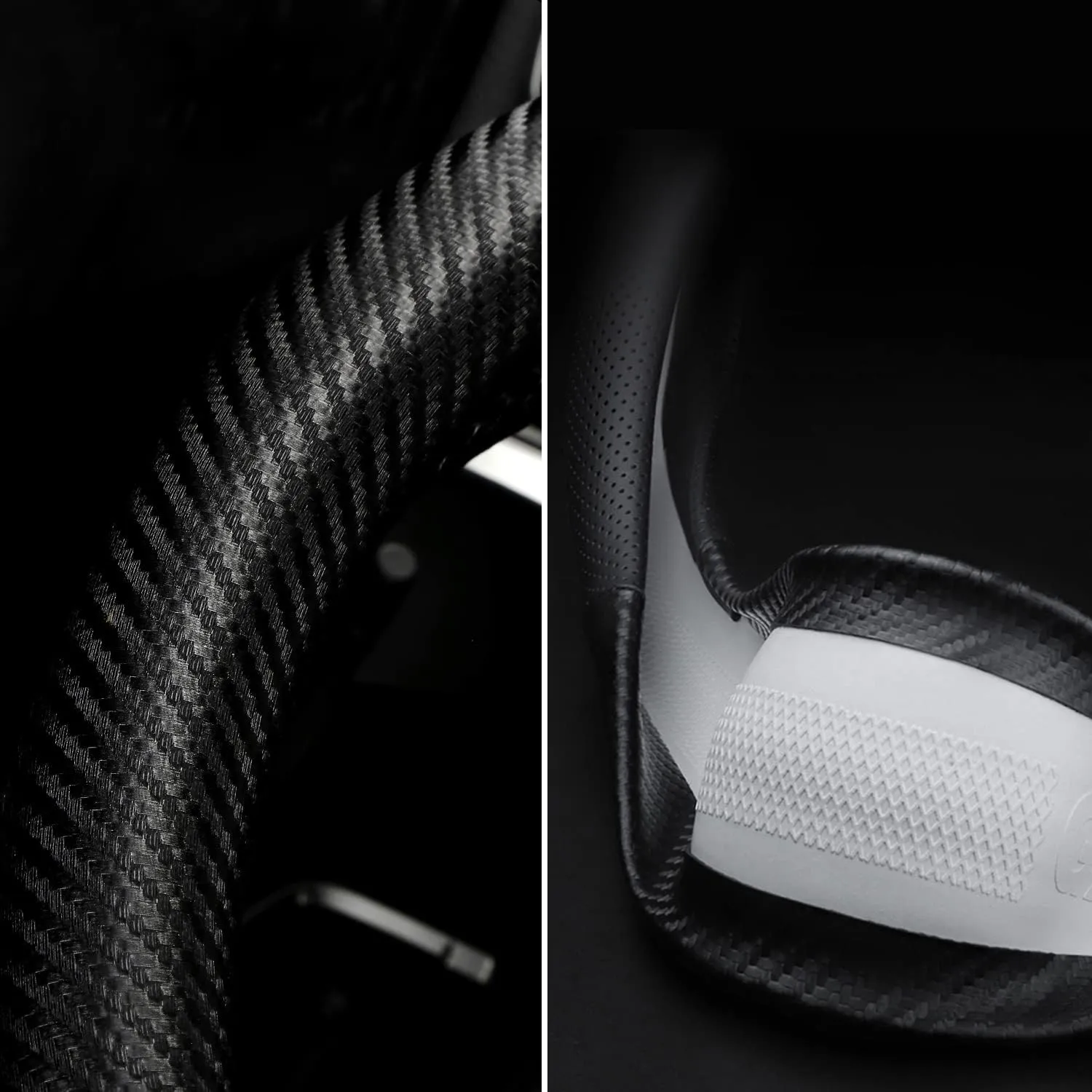 BOKIN Carbon Fiber Steering Wheel Cover, Universal 14.5-15 inch, Auto Car Microfiber Leather, Breathable Ice Silk Steering Wheel Protector, Cool in Summer and Warm in Winter, Carbon Fiber Tan
