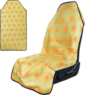 Booty Barrier - Highly Water-Resistant Washable Car Seat Cover for Post-Workout and Kids - Soft, Absorbent, Eco-Friendly Fabric Made from Recycled Water Bottles (Sunny)