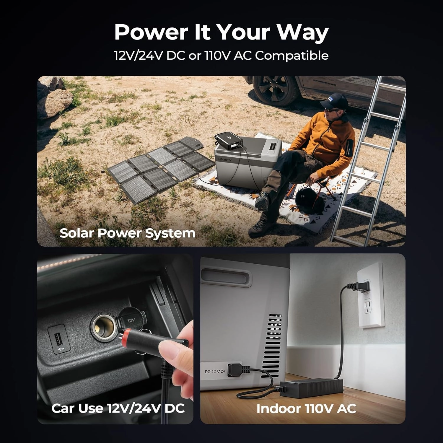 BougeRV 12 Volt Refrigerator 12V Car Fridge 30 Quart Portable Freezer Compressor Cooler -7℉~50℉ Compressor Freezer, 12/24V DC 110~240 Volt AC, for Truck RV SUV