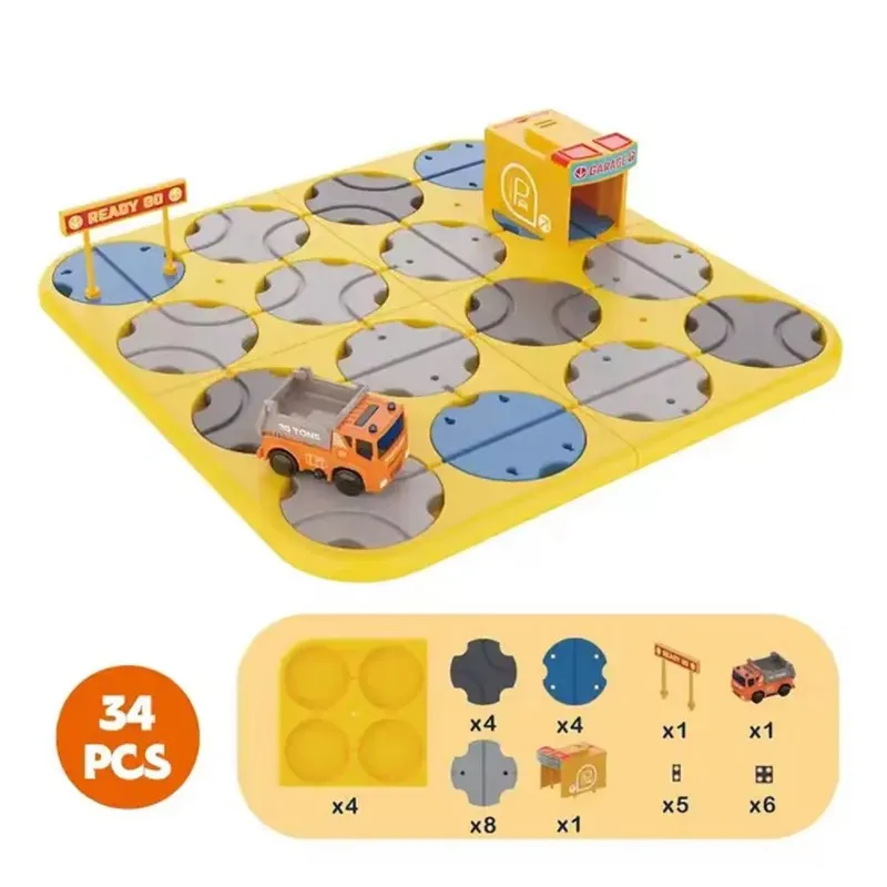 Brain Teaser Puzzle - Logical Road Builder Blocks with Lights & Sounds - 34 Pcs