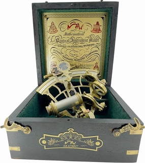 Brass Ship History Sextant Handmade Gift for Father's Day, Birthday, Anniversary, Baptism, Partner, Best Men, Graduation, Christmas, Vintage Style Hardwood Box Home Décor Add Your Treasure Gift