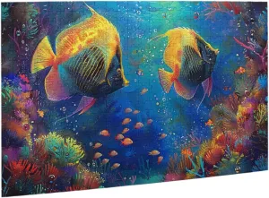 Bright Colored Fish 500 Pieces Of Adult Wooden Puzzle, Colorful Underwater World,Deep Relaxation For Yourself,Exercise Hands-On Skills And Thinking,Gift For Friend