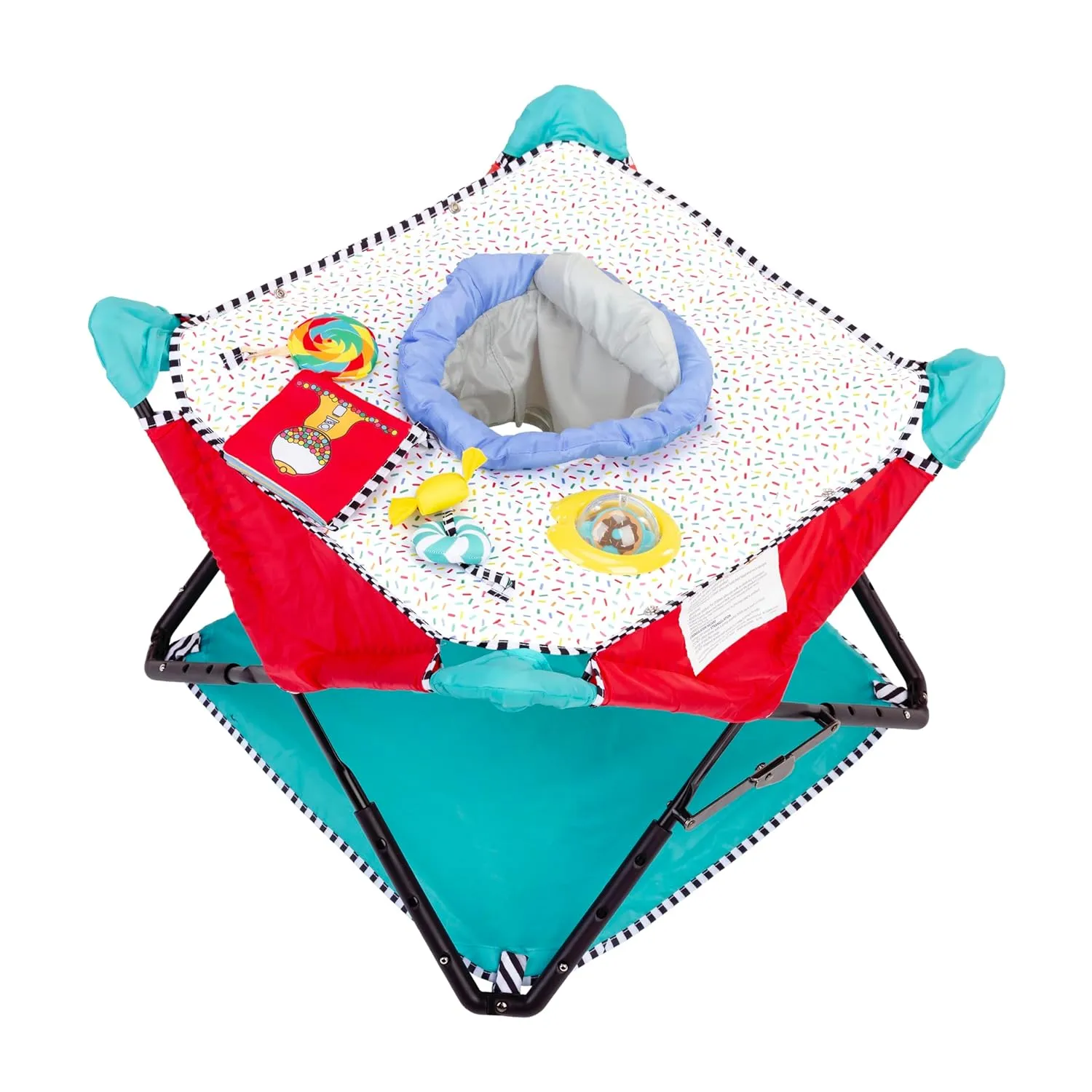 Bright Starts Pop 'N Jump Portable Activity Jumper, Indoor/Outdoor Use, Sweet Treats with 4 Sensory Toys, Ages 6-12 Months