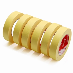 Bright Yellow Masking Tape,1" Wide×55 Yards 6 Rolls,Medium-Adhesion Painters Tape for Car Painting, Arts & Crafts, Home DIY Projects,Spray Paint Masking- Tear by Hand, Multi-Surface Use