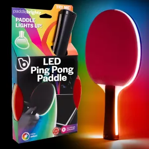 Brightz PaddleBrightz LED Ping Pong Paddle - Electrifies Your Matches! - 6 Solid Color   Color Changing Modes - Premium Sponge & Rubber for Ultimate Control & Spin - Flared Handle for Improved Grip