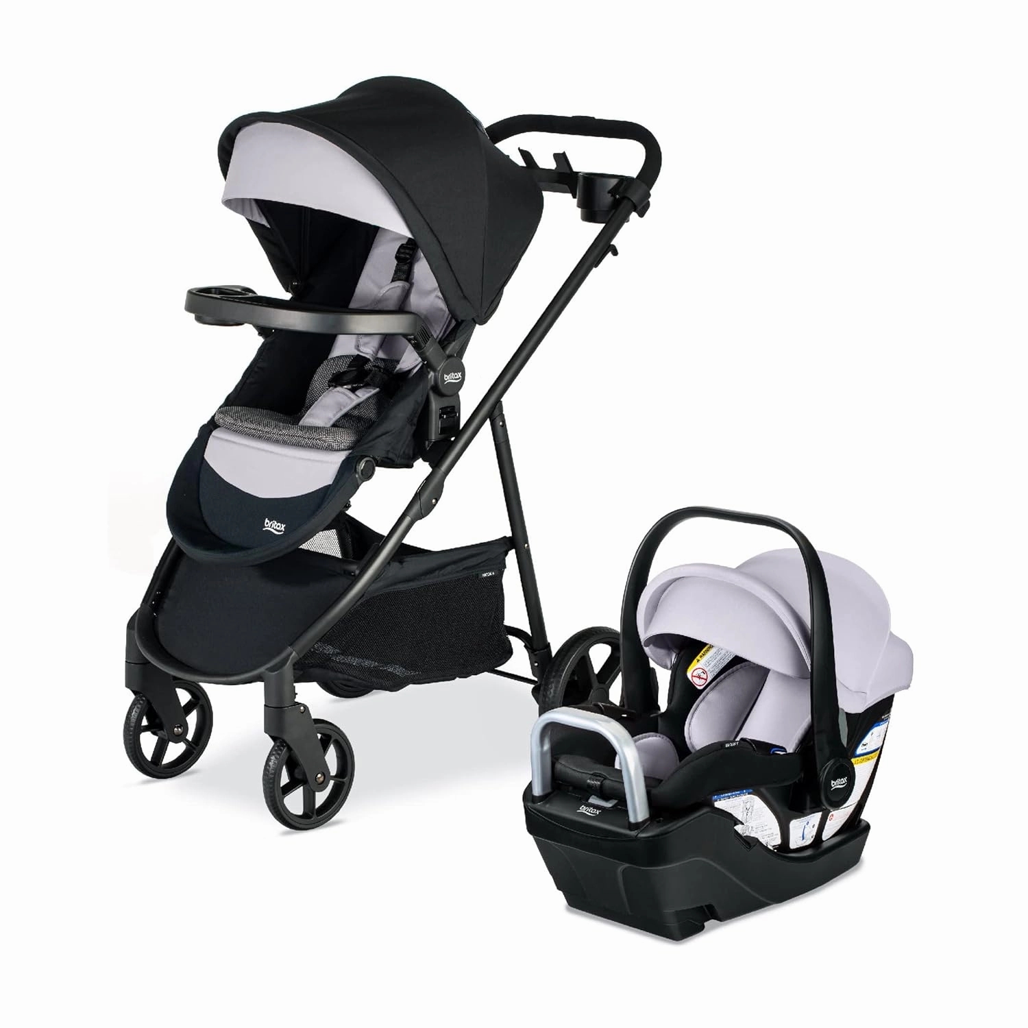 Britax Willow Brook S  Baby Travel System, Infant Car Seat and Stroller Combo with Alpine Base, ClickTight Technology, SafeWash Insert and Cover, Glacier Onyx