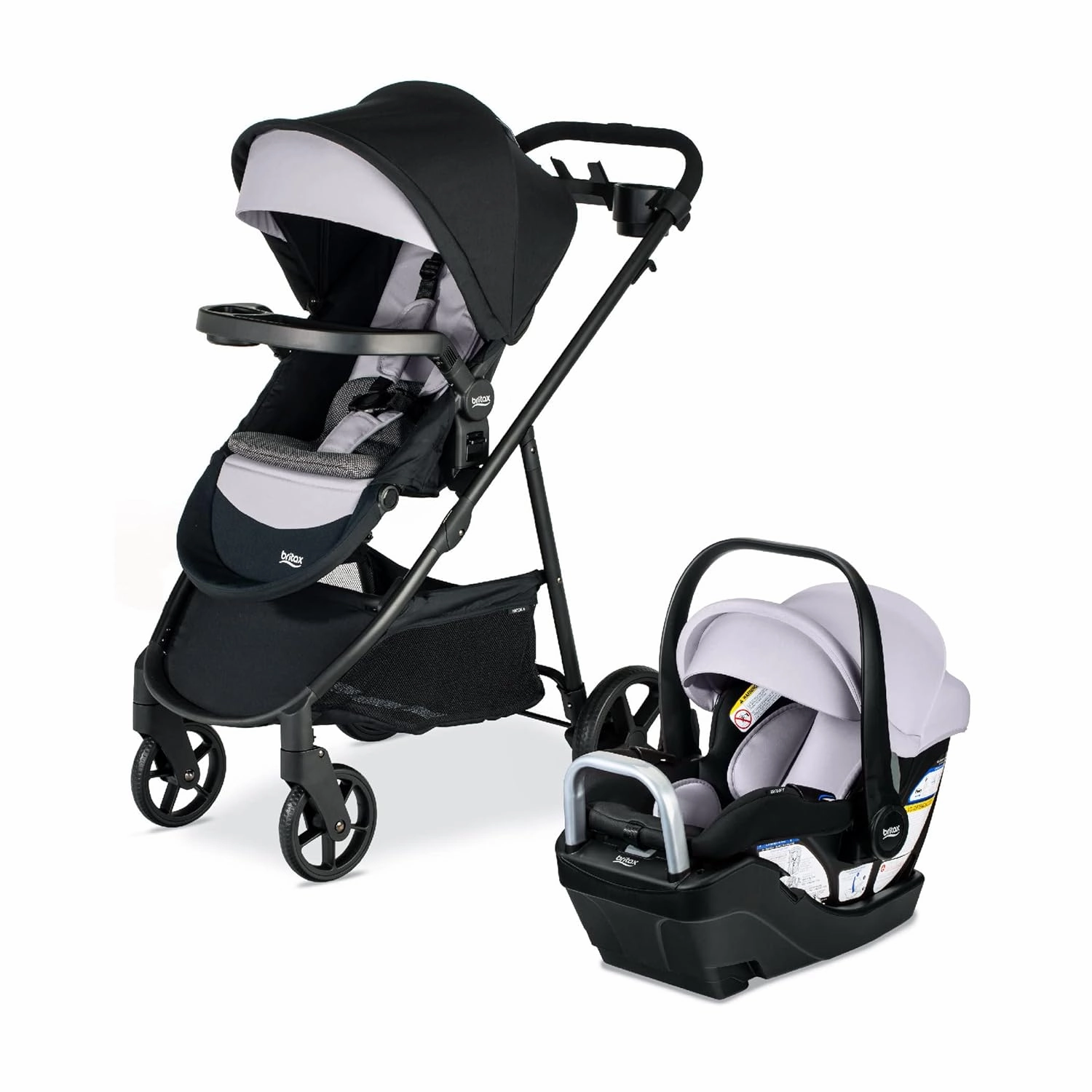 Britax Willow Brook S  Baby Travel System, Infant Car Seat and Stroller Combo with Alpine Base, ClickTight Technology, SafeWash Insert and Cover, Glacier Onyx