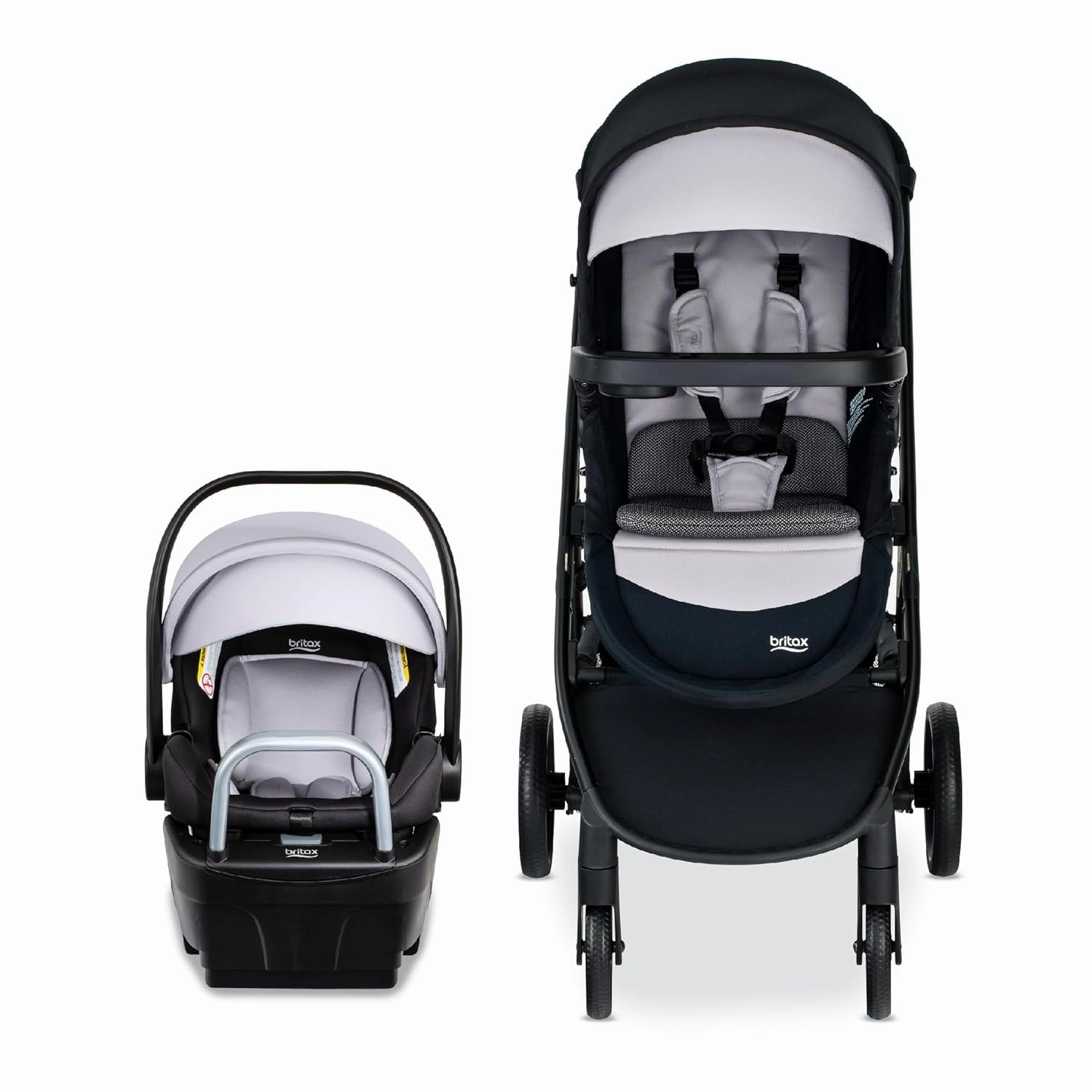 Britax Willow Brook S  Baby Travel System, Infant Car Seat and Stroller Combo with Alpine Base, ClickTight Technology, SafeWash Insert and Cover, Glacier Onyx