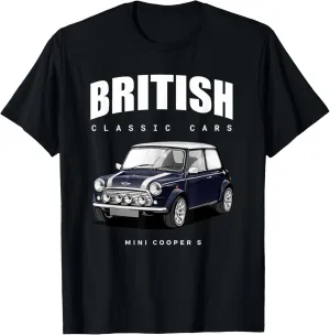 British Classic Car Dark Blue Mini sports car T-Shirt