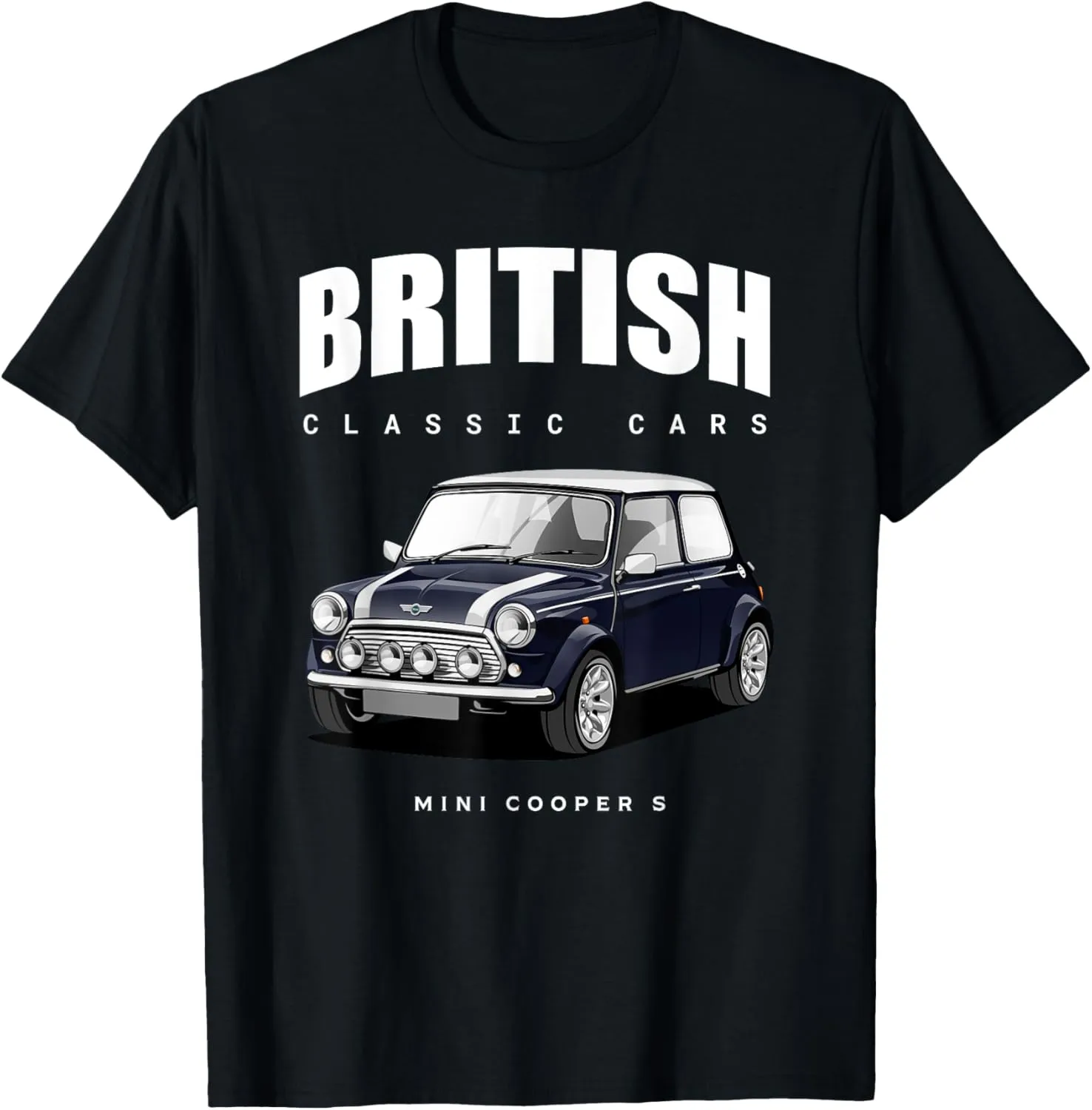 British Classic Car Dark Blue Mini sports car T-Shirt
