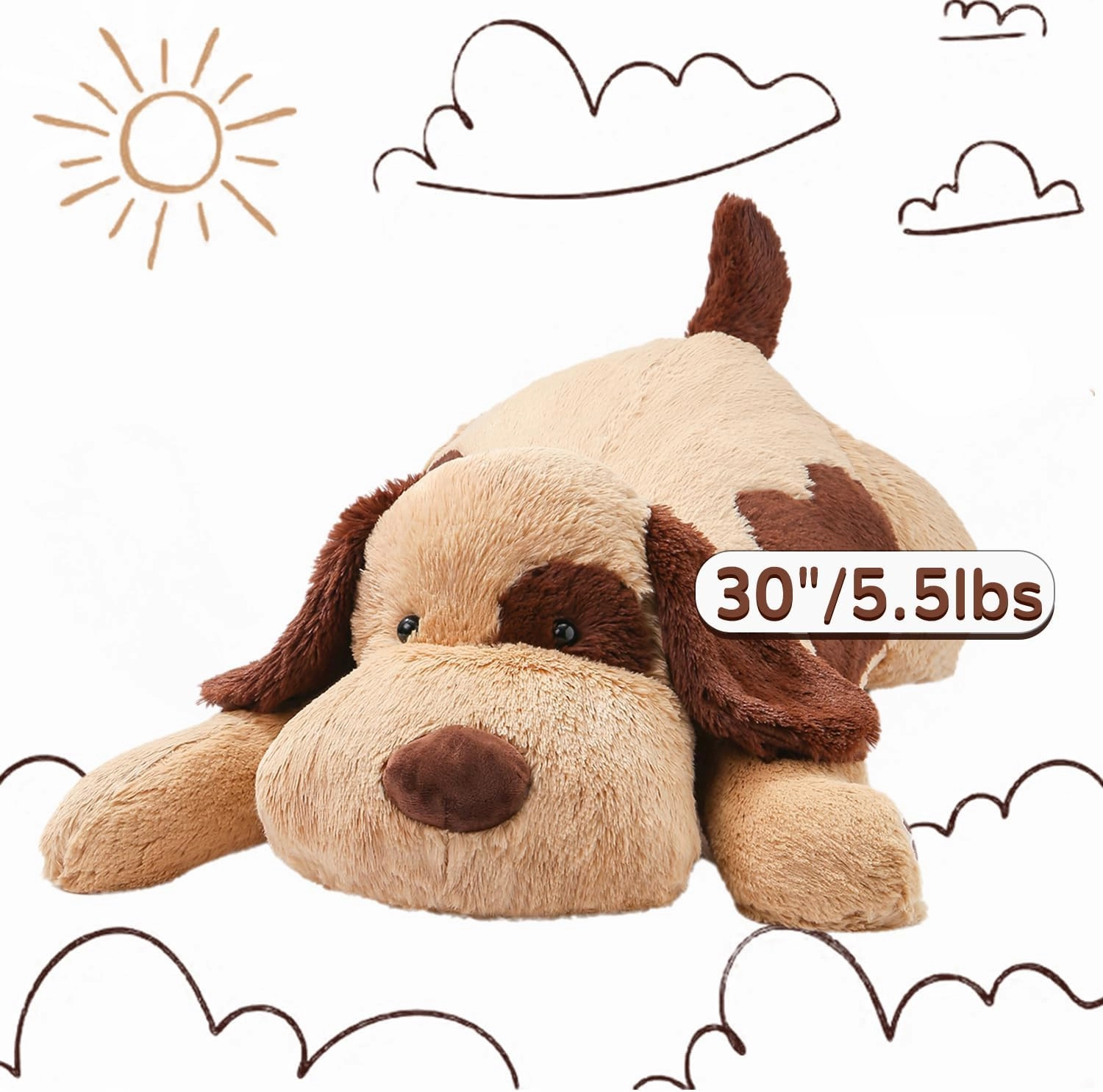 Brown Dog Weighted Stuffed Animals, 30 Inch 5.5 lbs Weighted Plush Animals, Soft Big Puppy Plush Pillow Toy, Gifts for Kids, Boys and Girls Adults (30" 5.5lbs)