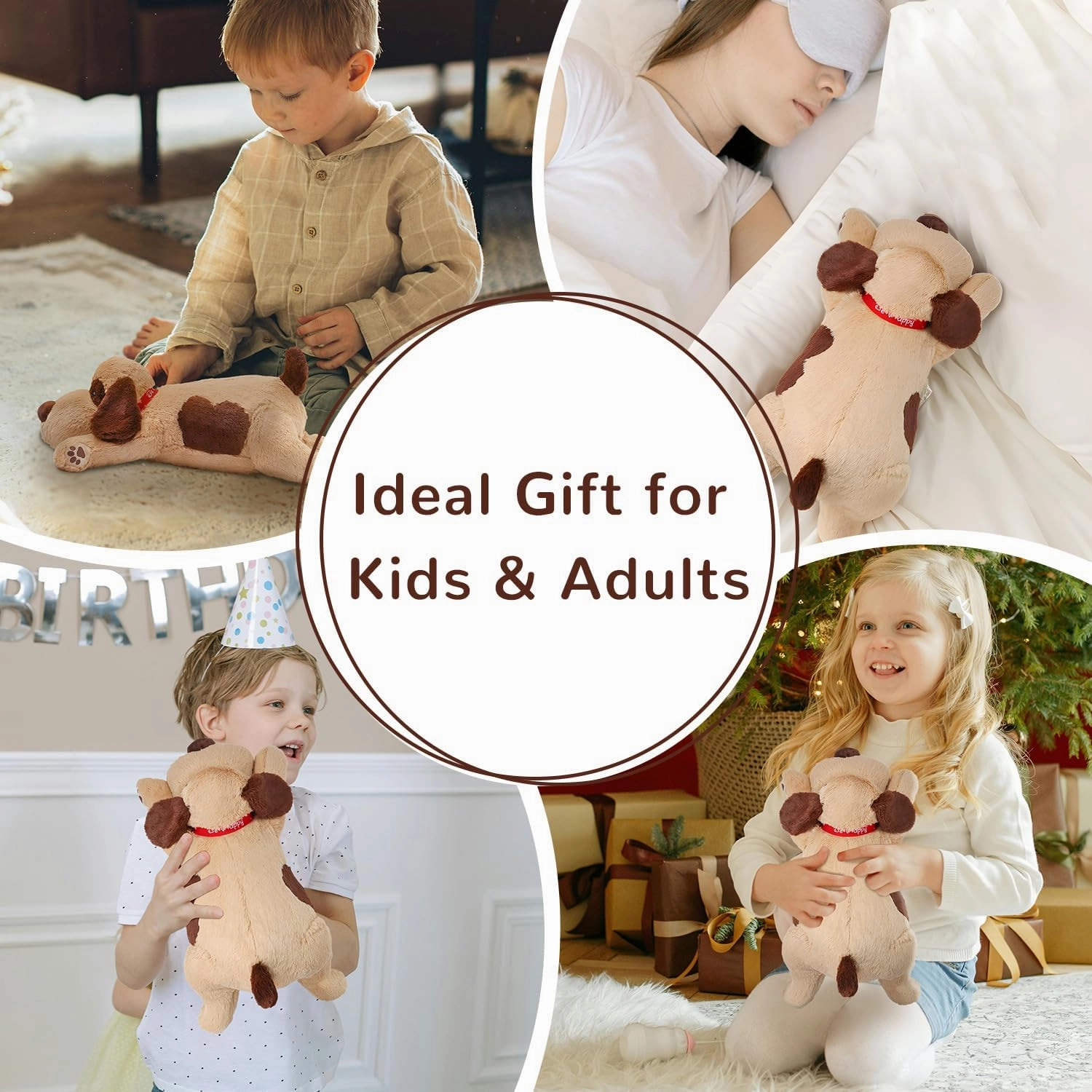 Brown Dog Weighted Stuffed Animals, 30 Inch 5.5 lbs Weighted Plush Animals, Soft Big Puppy Plush Pillow Toy, Gifts for Kids, Boys and Girls Adults (30" 5.5lbs)