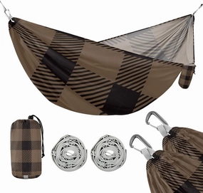Brown Square 330lb Capacity Outdoor Hammock Cloth Hammock for Camping & Hiking Essential hamaca con Base para adultos
