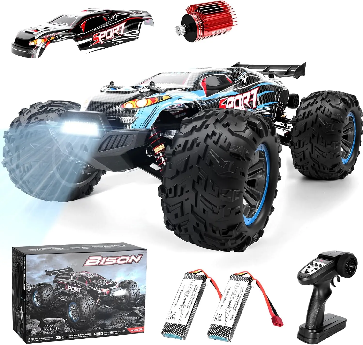 Brushless RC Buggy 1/10 4X4 RTR All Terrains RC Truck, 2025 High Speed 4WD Remote Control Off-Road RC Drift Car, Electric Car Gift for Adults Boys, with 2pcs 2200 mah Batteries